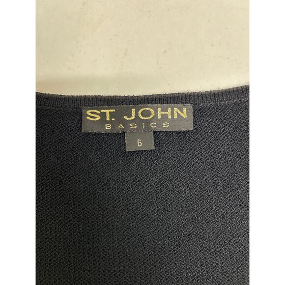 St. John Basics women’s black pullover sweater with crystal buttons. Size 6 - Picture 4 of 6